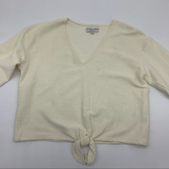 Madewell Women's Texture & Thread Long-Sleeve Tie-Front Top-L - Picture 3 of 6
